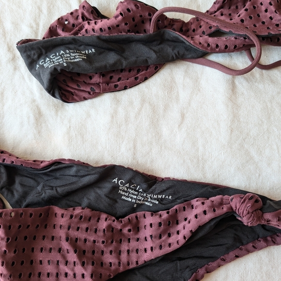 Acacia merlot mesh set Manhattan top knot side bottom, size Small - Picture 3 of 3